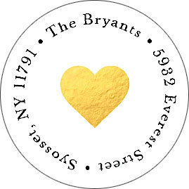 Heart of Gold Round Address Labels
